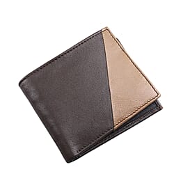 Genuine Leather Bi Fold Mens Wallet (RFID Protected) - Black & Tan