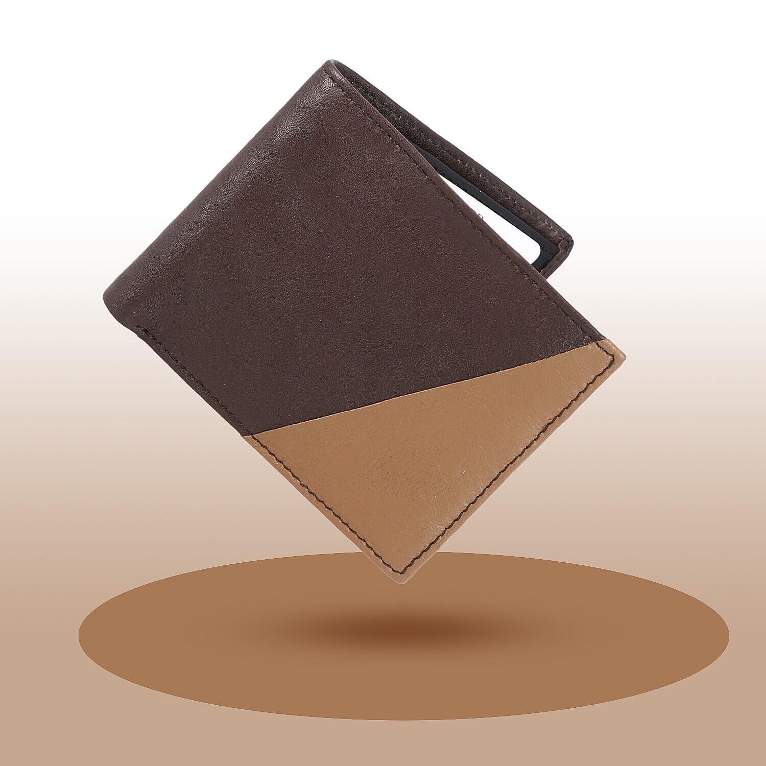 Genuine Leather Bi Fold Mens Wallet (RFID Protected) - Black & Tan