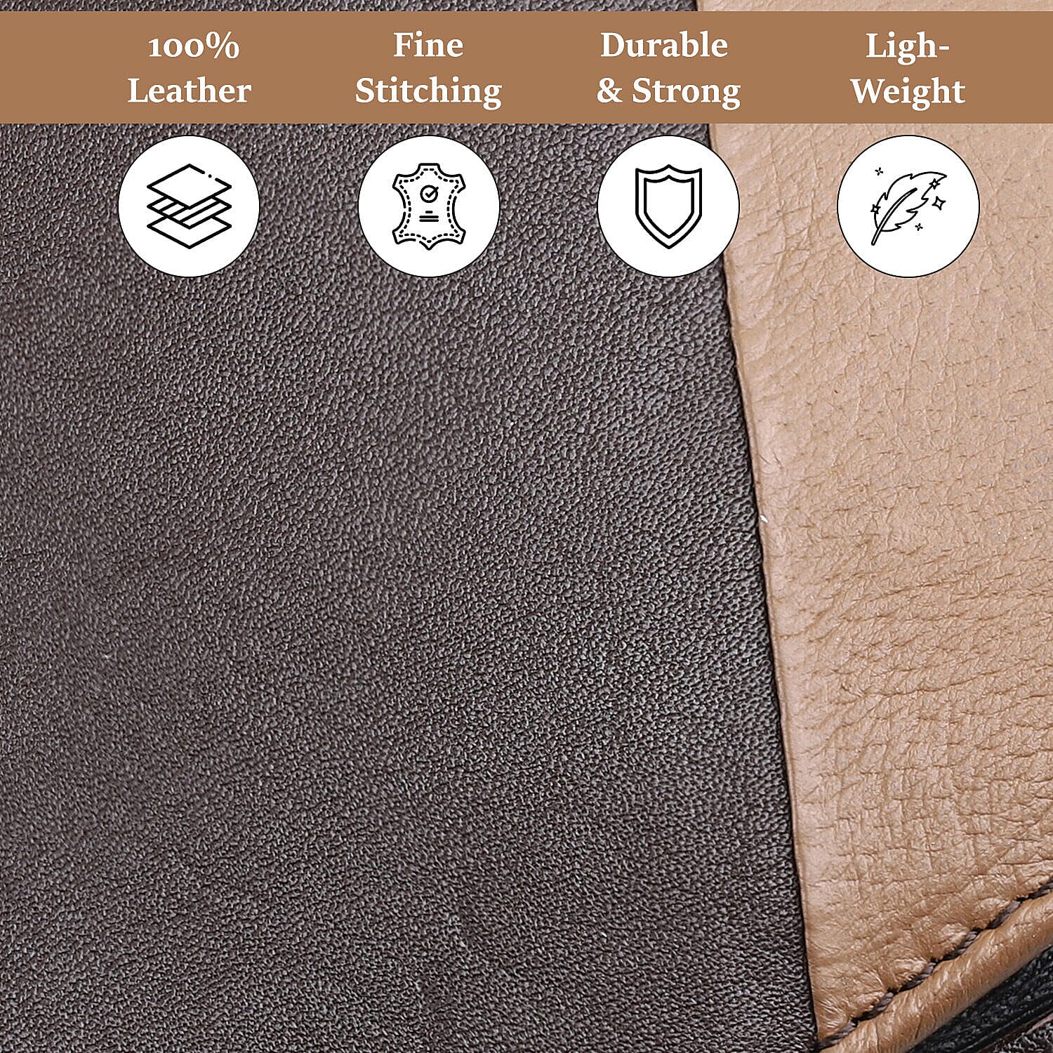 Genuine Leather Bi Fold Mens Wallet (RFID Protected) - Black & Tan