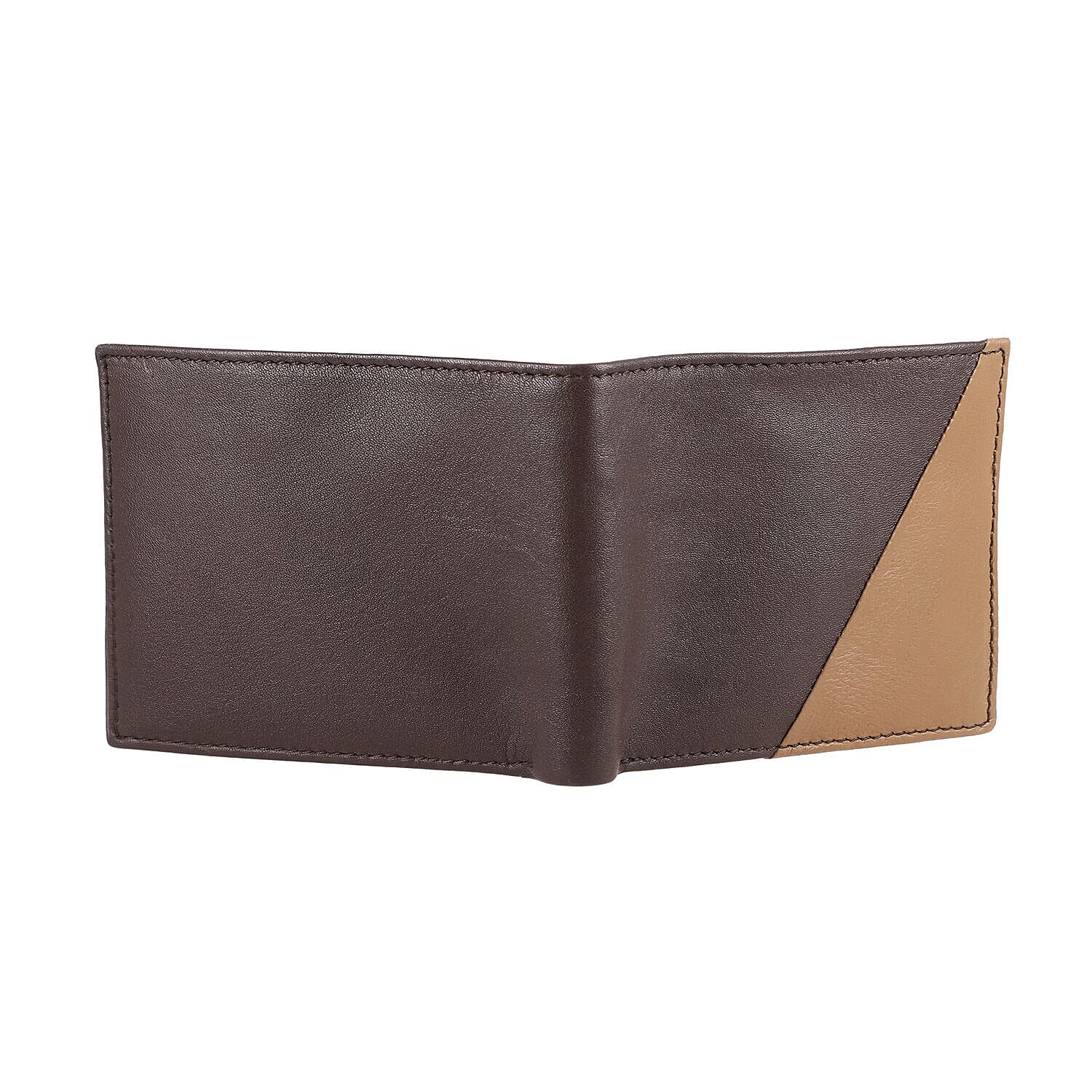 Genuine Leather Bi Fold Mens Wallet (RFID Protected) - Black & Tan
