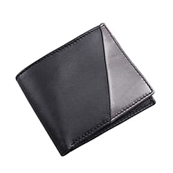  Genuine Leather Bi Fold Mens Wallet (RFID Protected) - Black & Grey