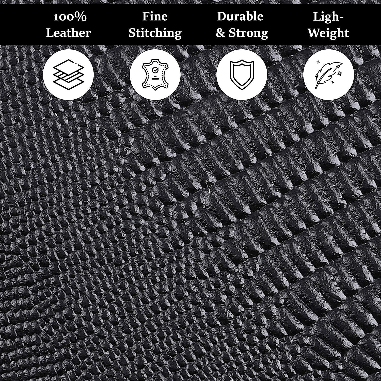 Genuine Leather Lizard Embossed Bi Fold Mens Wallet (RFID Protected) - Black