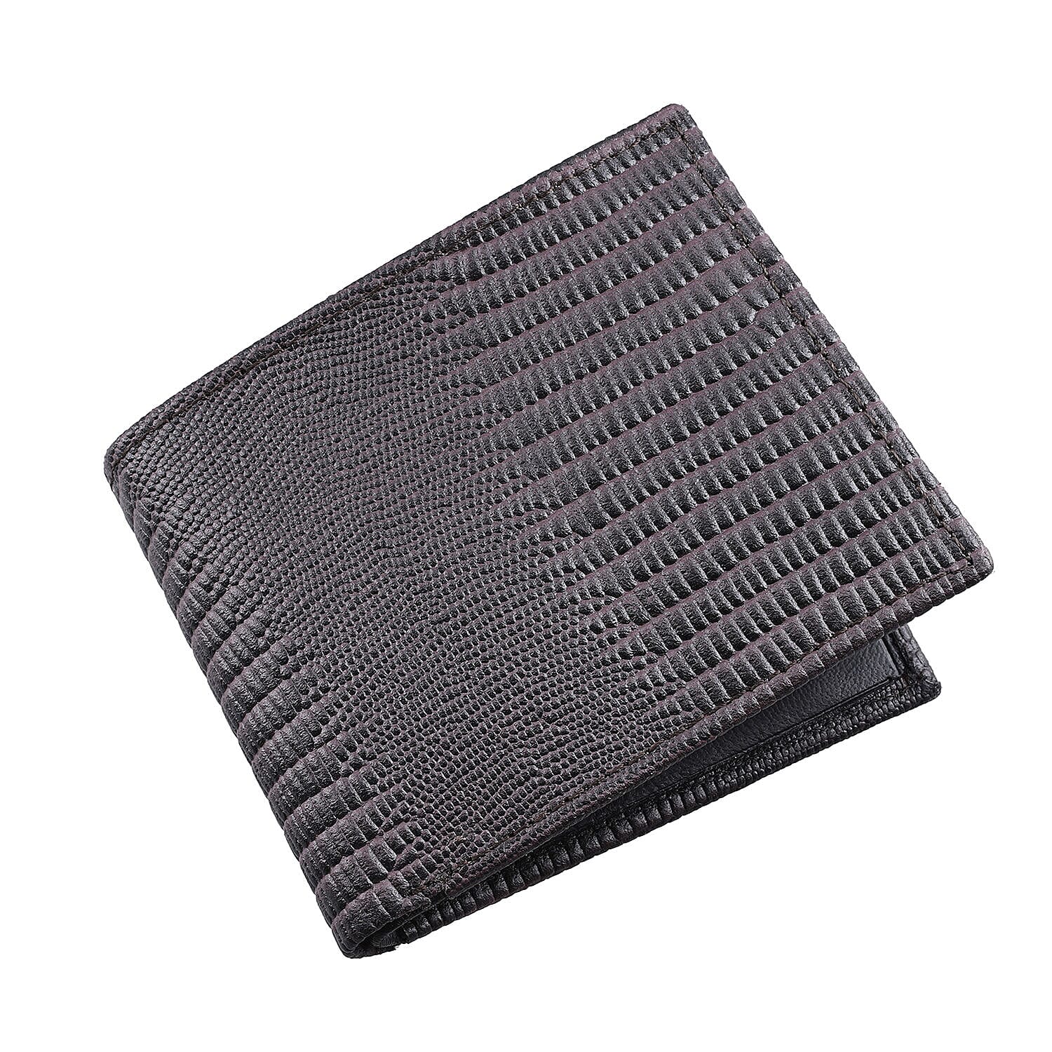 Genuine Leather Snake Embossed Bi Fold Mens Wallet (RFID Protected) - Brown