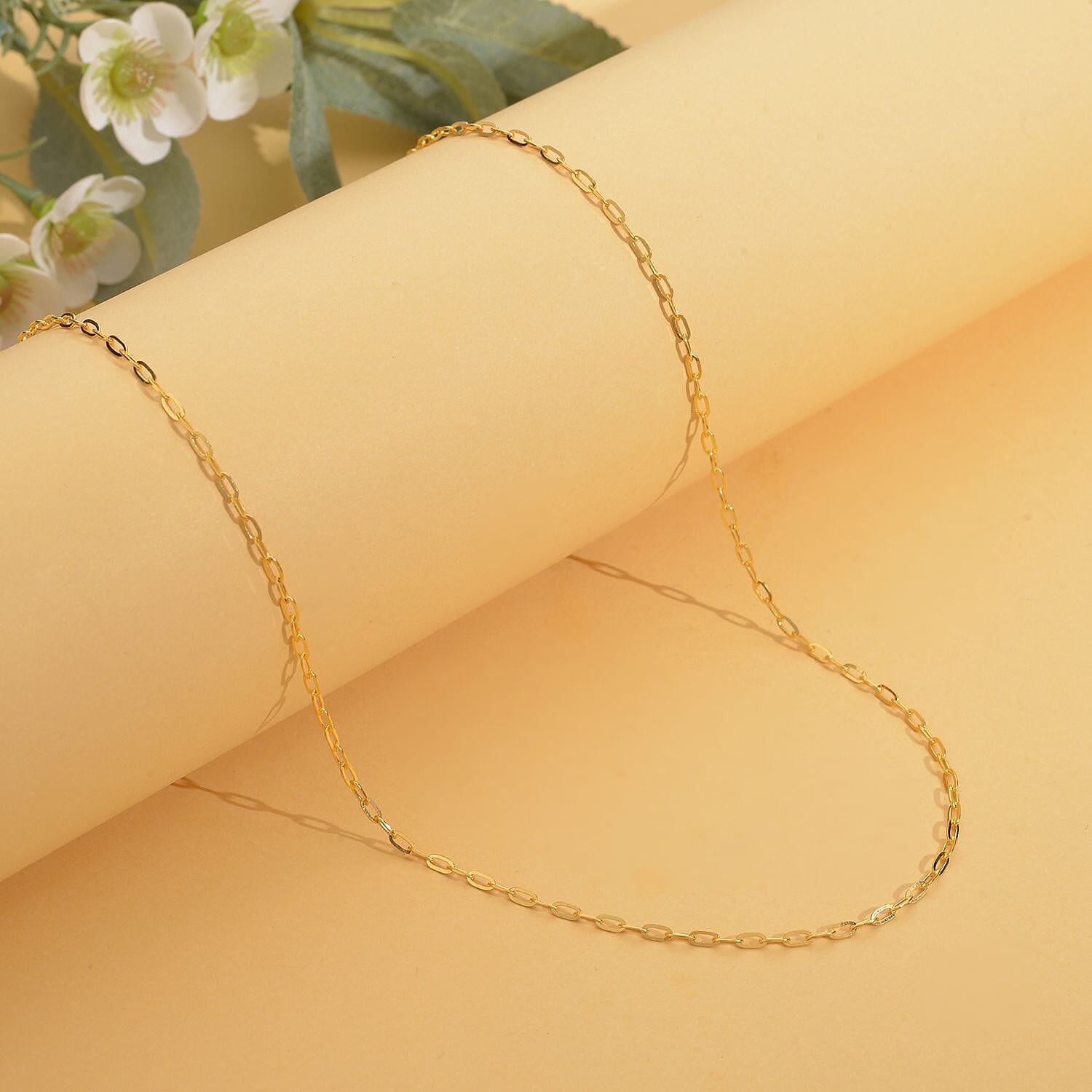 24K Yellow Gold 100% purity Paper Link Necklace with Clasp (Size 18-2 Inch Ext.) Gold Wt. 4.50 Gms