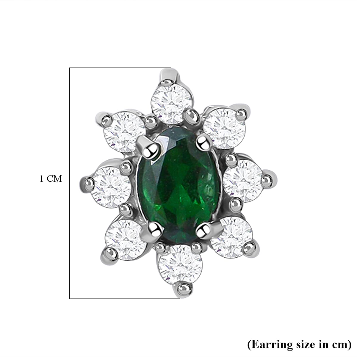Tsavorite Garnet and Natural Zircon Floral Earrings in Platinum Overlay Sterling Silver 1.00 Ct.