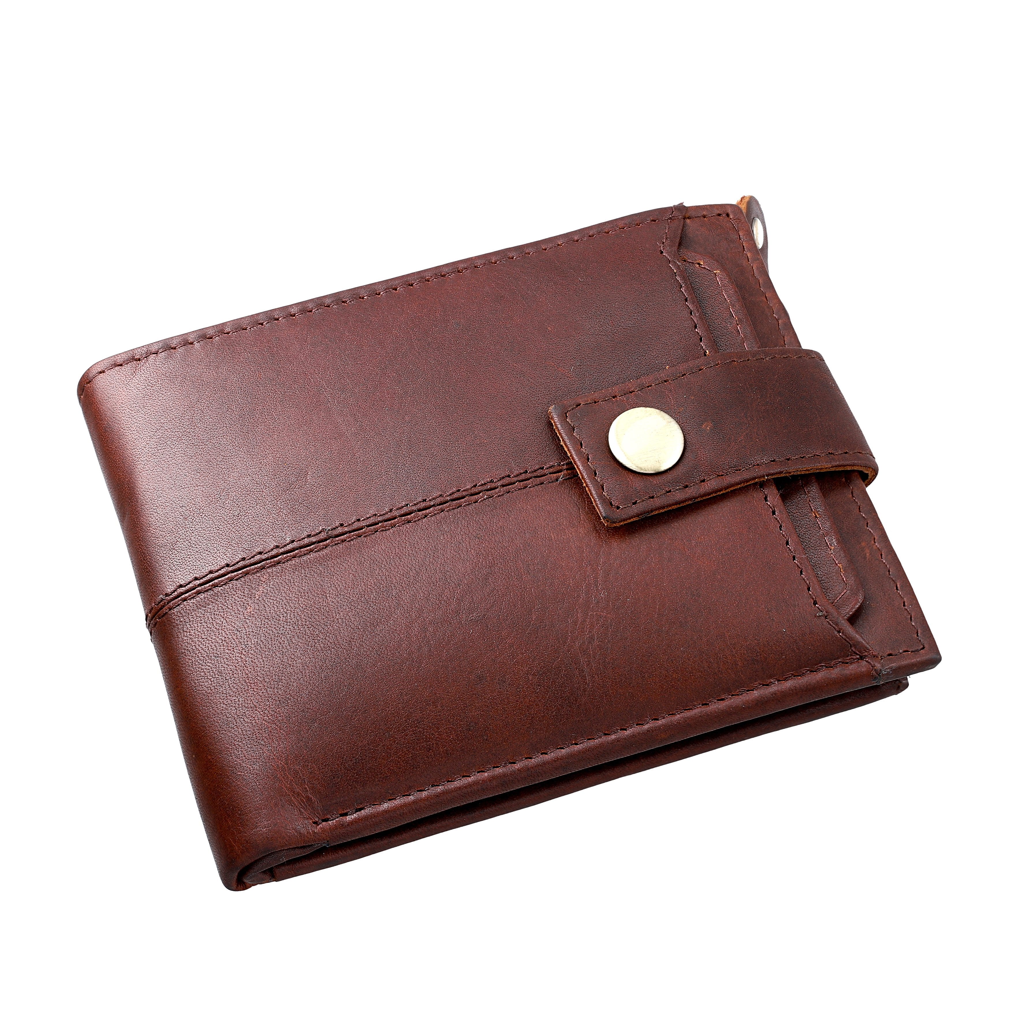 100% Genuine Leather Bi Fold Men Wallet (Size 13x9 cm) - Brown