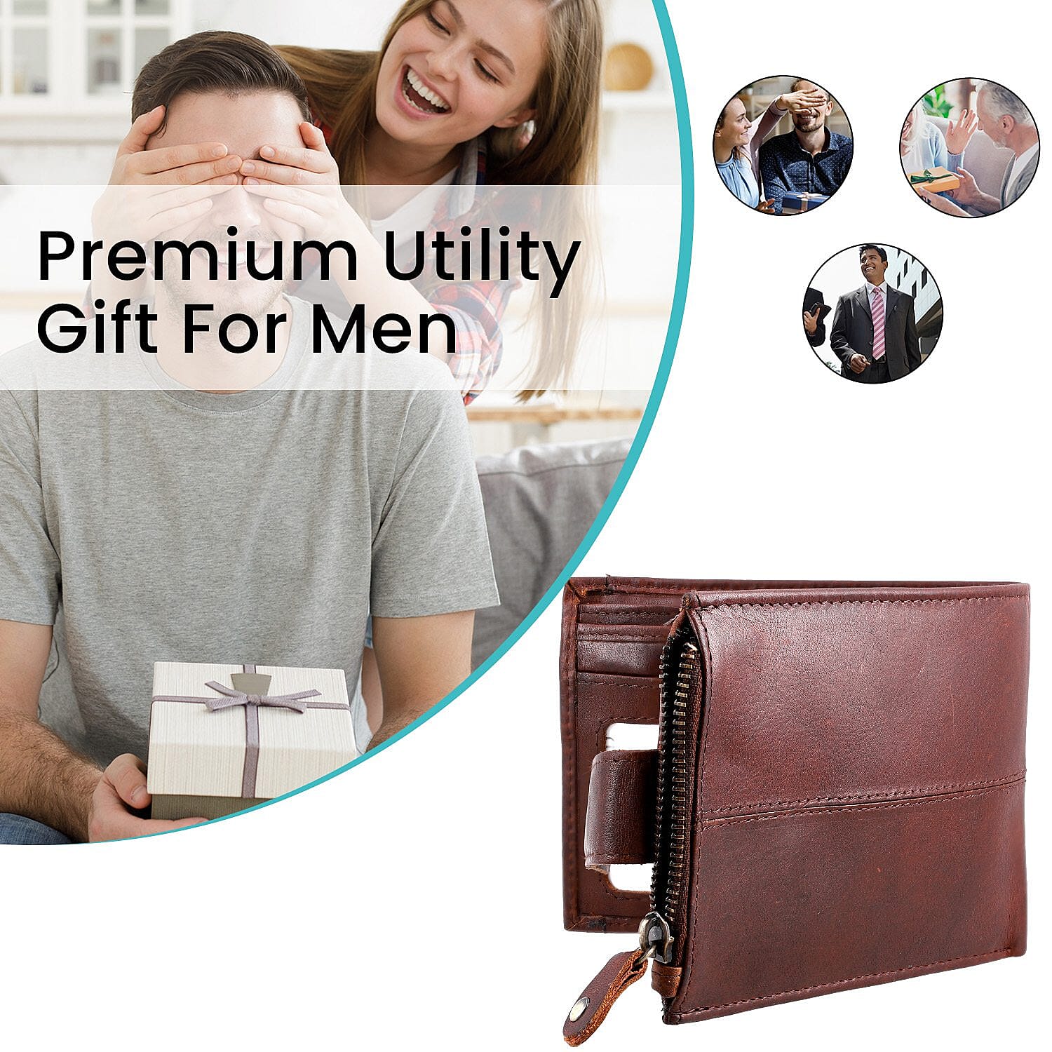 100% Genuine Leather Bi Fold Men Wallet (Size 13x9 cm) - Brown