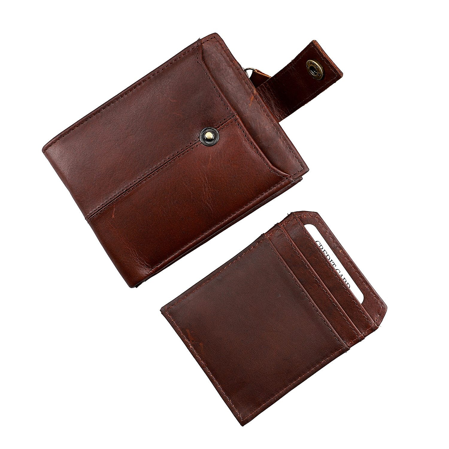 100% Genuine Leather Bi Fold Men Wallet (Size 13x9 cm) - Brown