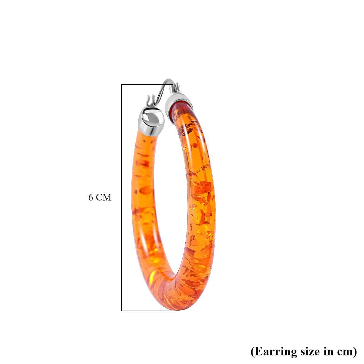 First Time- Natural Baltic Amber Carved Hoop Earrings (With Clasp) in Sterling Silver