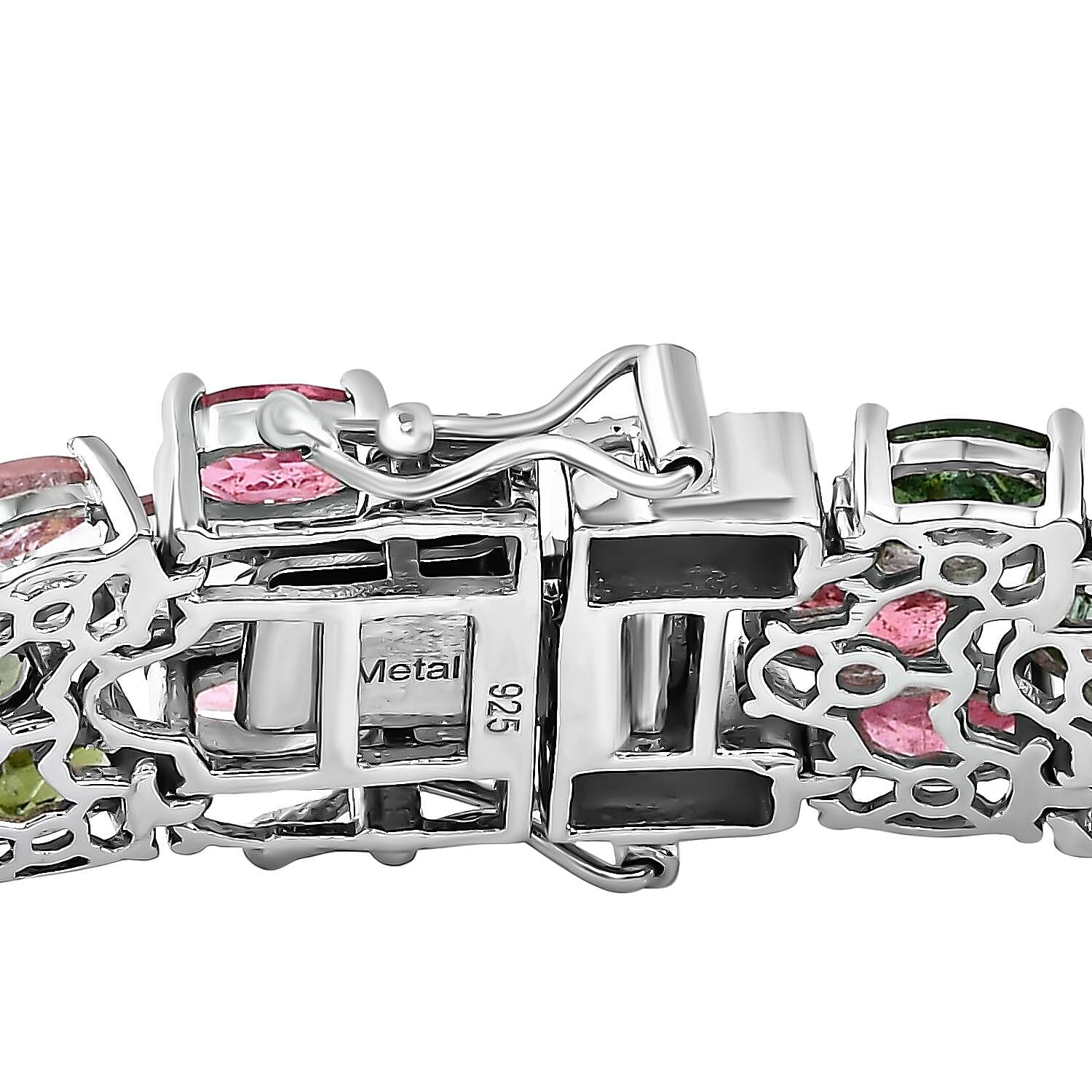 Multi-Tourmaline Bracelet (Size - 7) in Platinum Overlay Sterling Silver 35.17 Ct, Silver Wt. 23.67 Gms.