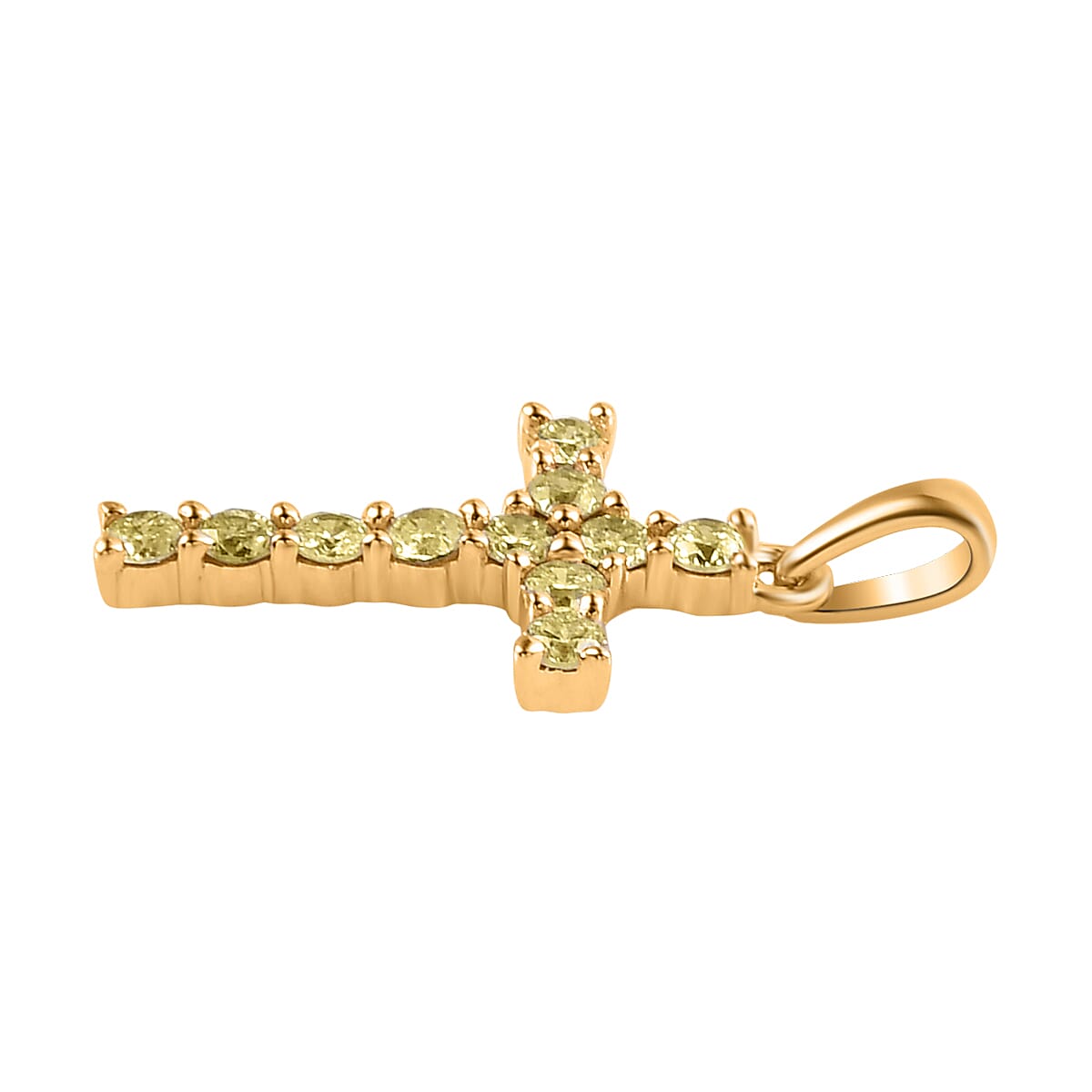 9K Yellow Gold SGL Certified Natural Yellow Diamond Cross Pendant 0.50 Ct.
