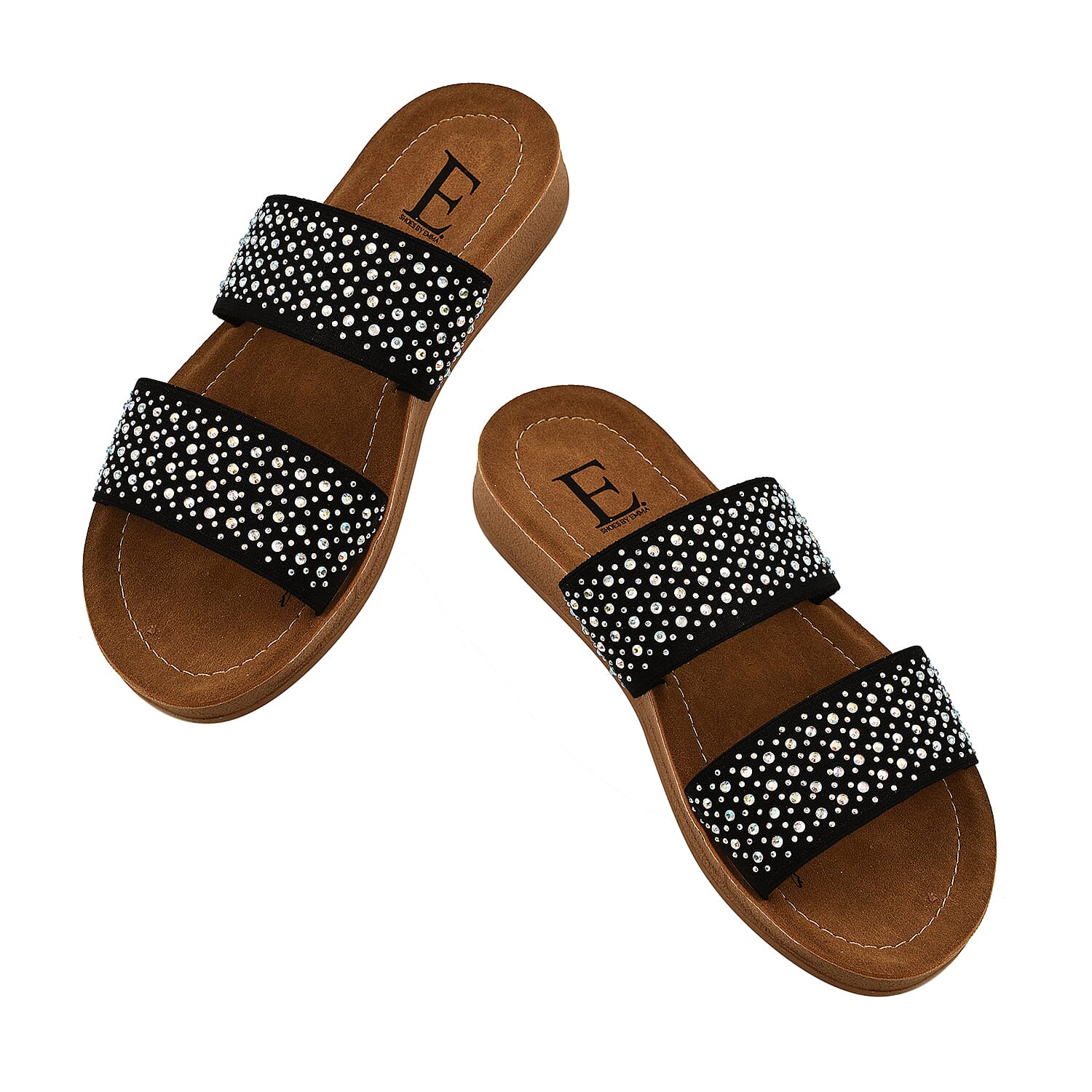 Crystal Studded Sliders (Size 36) - Monza Beige