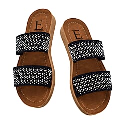 Crystal Studded Sliders (Size 36) - Monza Beige