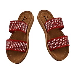 Crystal Studded Sliders (Size 36) - Monza Beige