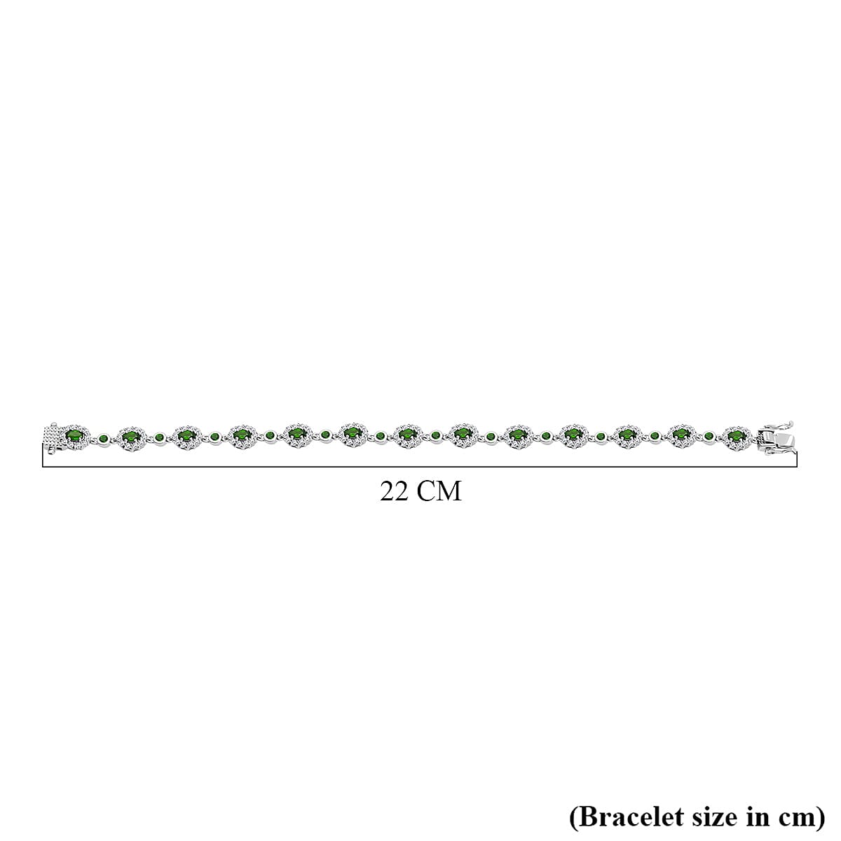 Natural Chrome Diopside and Natural Zircon Bracelet (Size - 7) in Rhodium Overlay Sterling Silver 6.52 Ct, Silver Wt. 10.40 Gms.