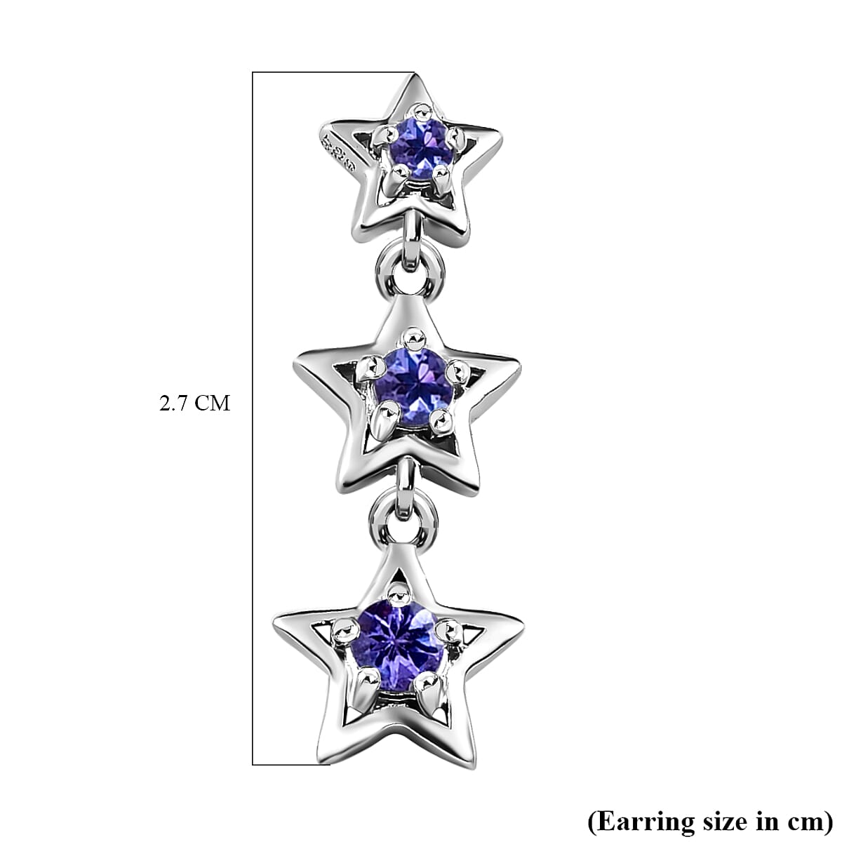 GP Celestial Dream Collection - Tanzanite Star Dangling Earrings (With Push Back) in Platinum Overlay Sterling Silver