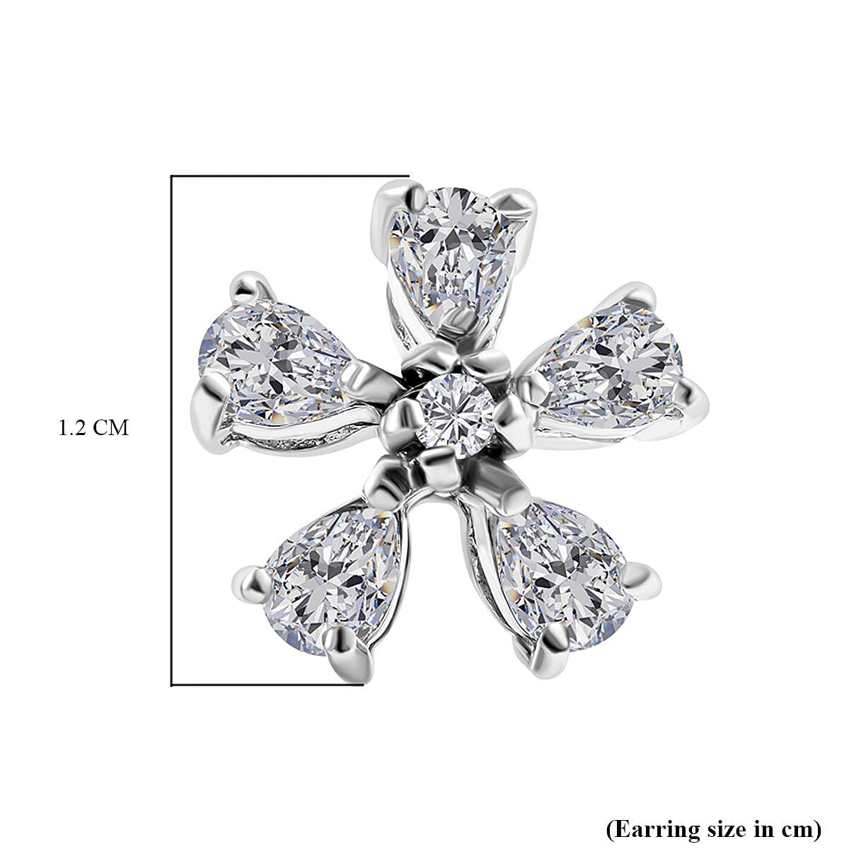 Moissanite Floral Earrings in Rhodium Overlay Sterling Silver 1.76 Ct.