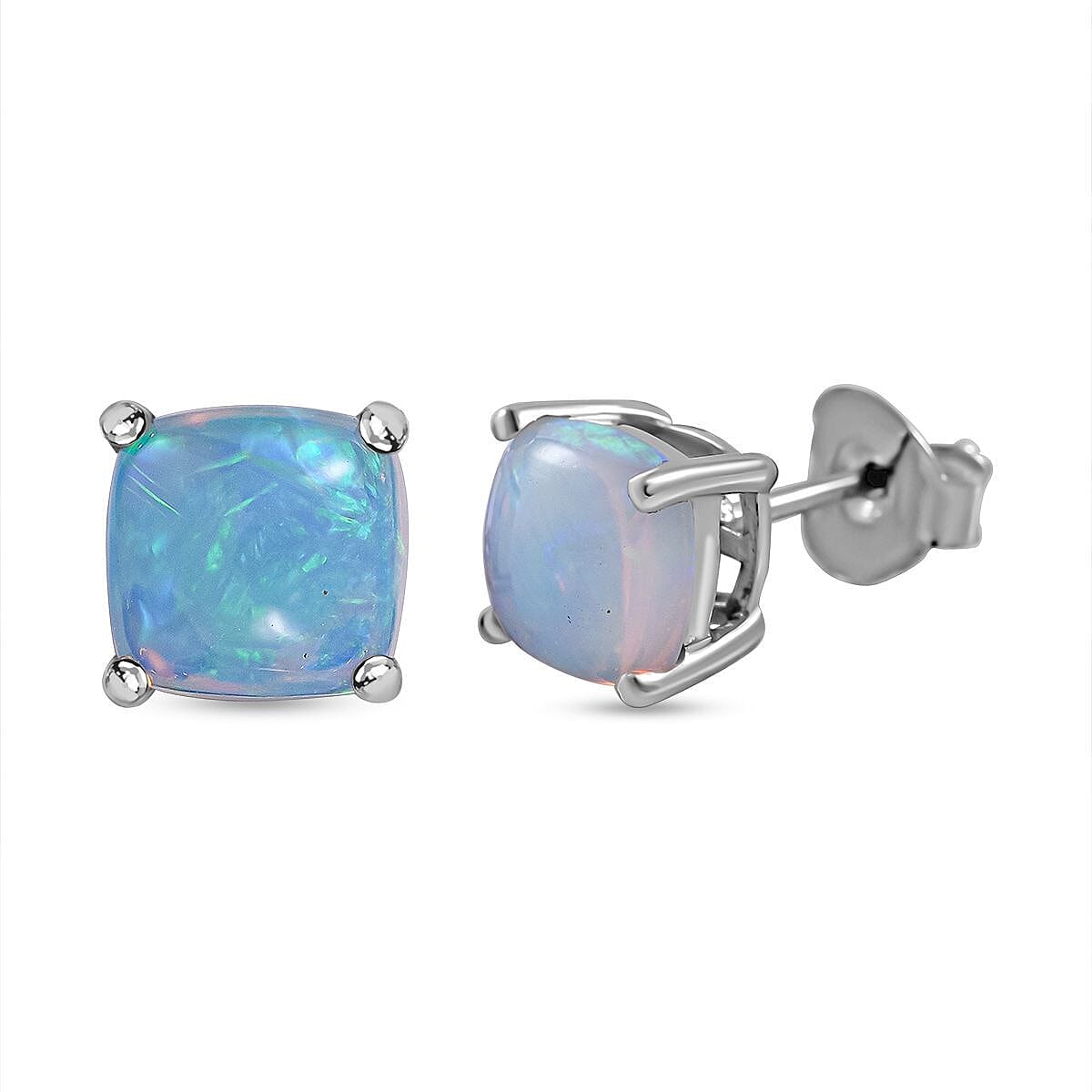 Ethiopian Welo Opal Stud Earrings in Sterling Silver 2.00 Ct