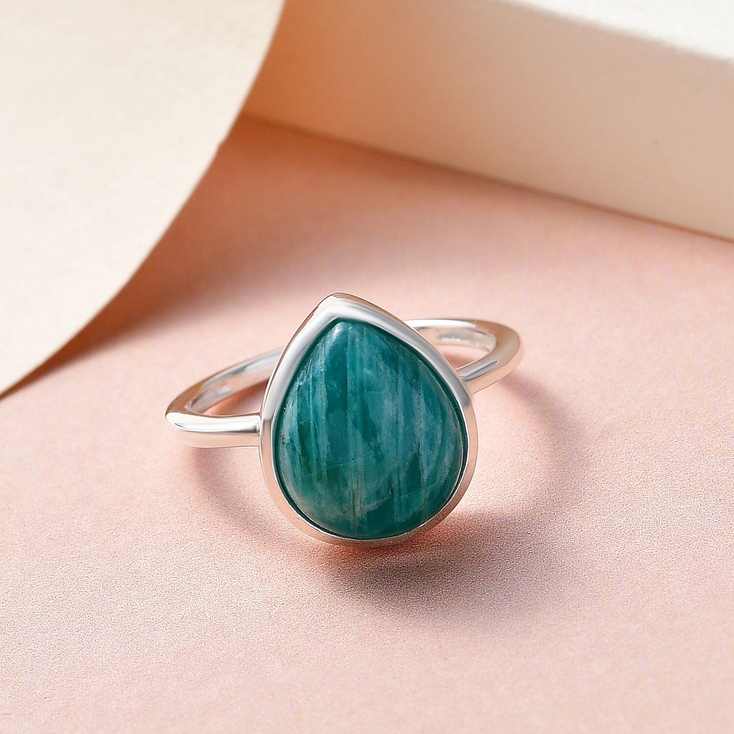Amazonite Solitaire Ring in Sterling Silver 4.52 Ct.