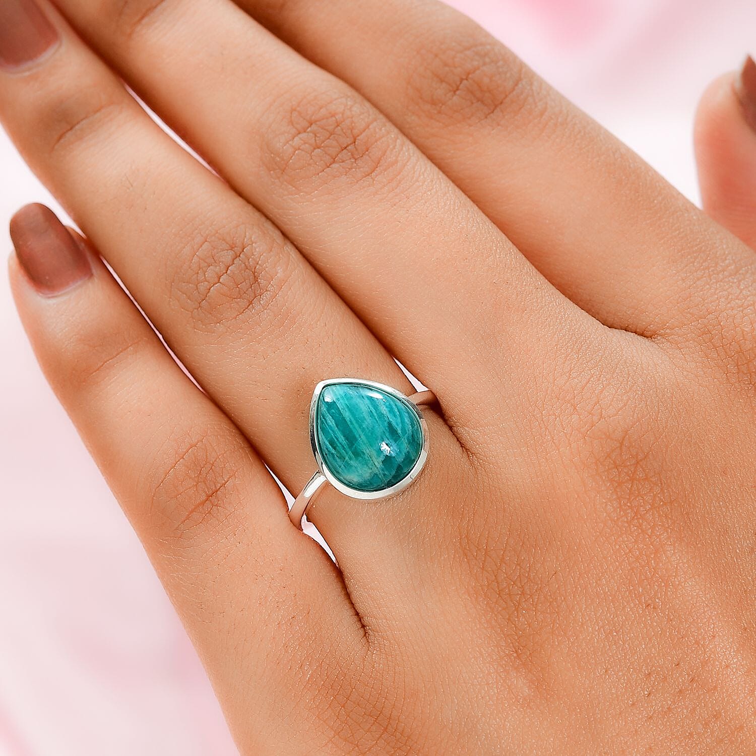 Amazonite Solitaire Ring in Sterling Silver 4.52 Ct.