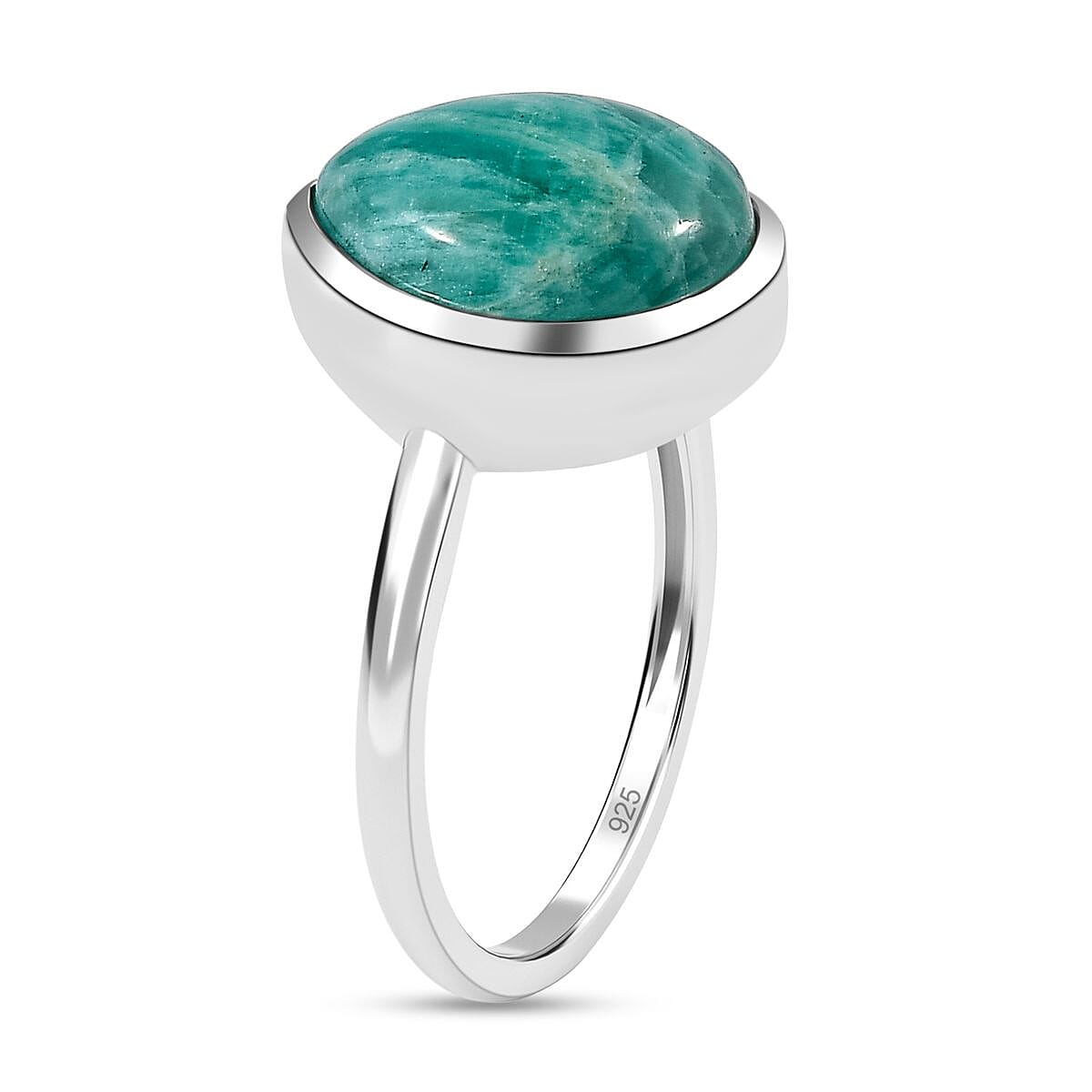 Amazonite Solitaire Ring in Sterling Silver 4.52 Ct.
