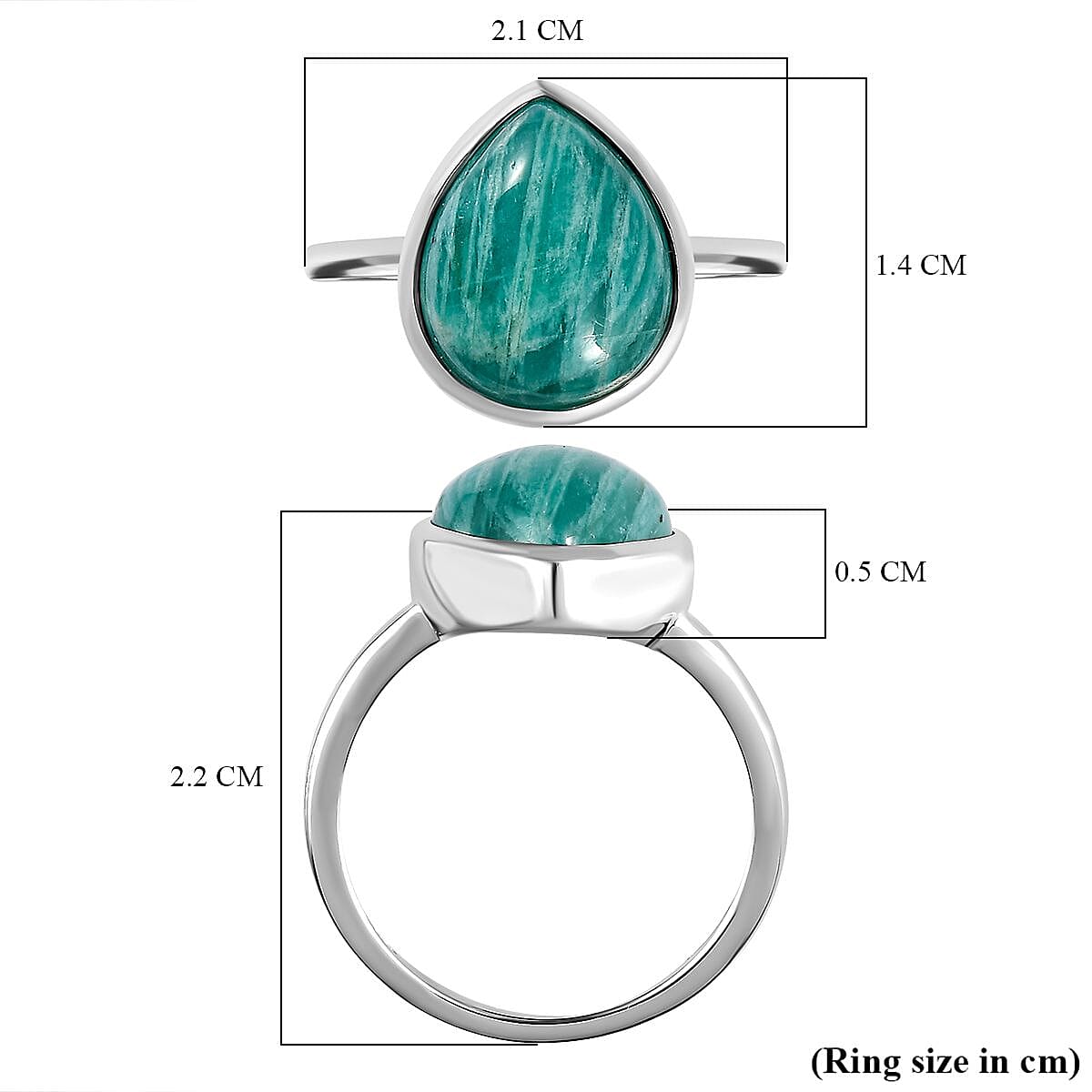 Amazonite Solitaire Ring in Sterling Silver 4.52 Ct.