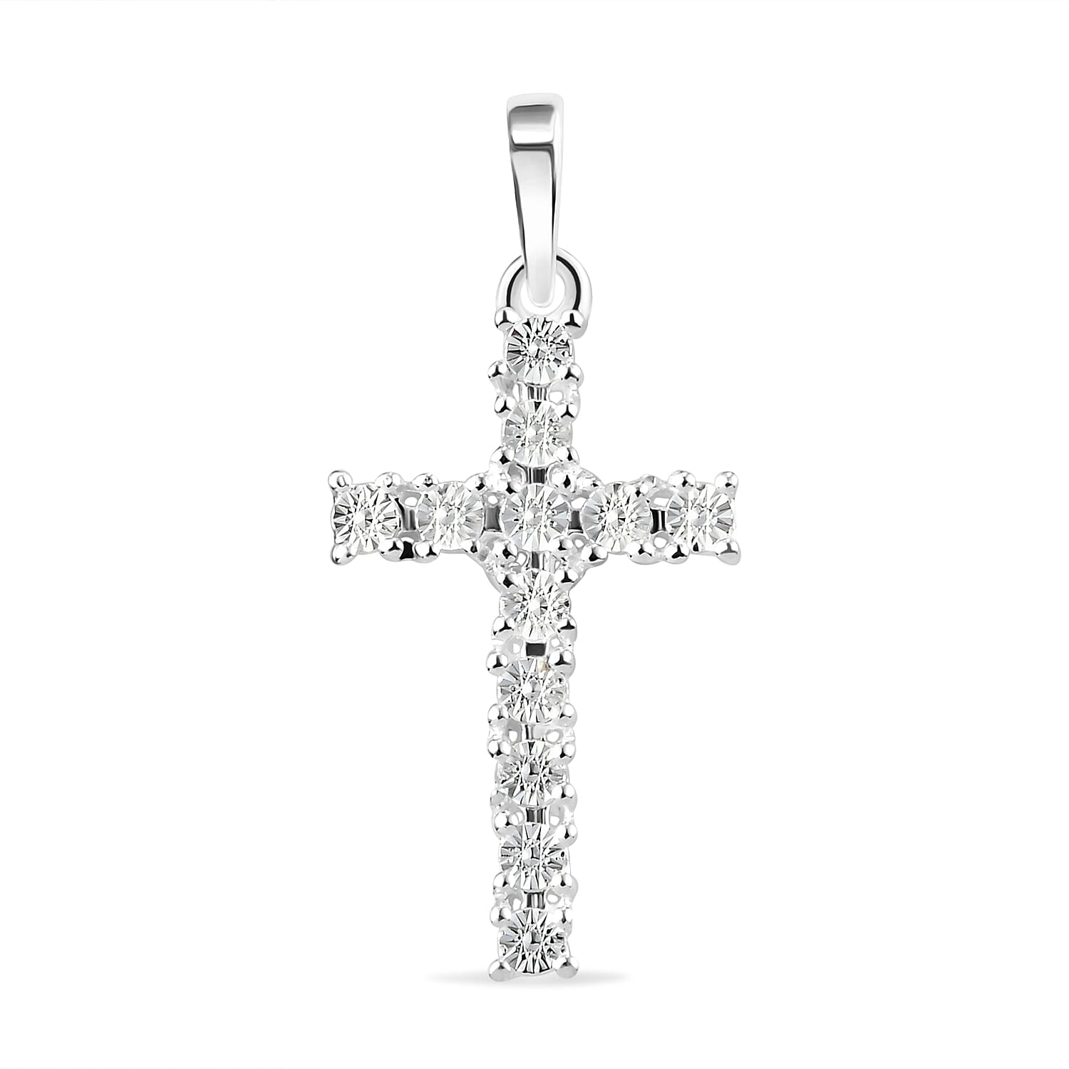 Diamond Cross Pendant in Sterling Silver