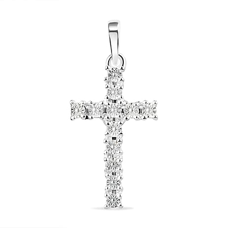 Diamond Cross Pendant in Sterling Silver