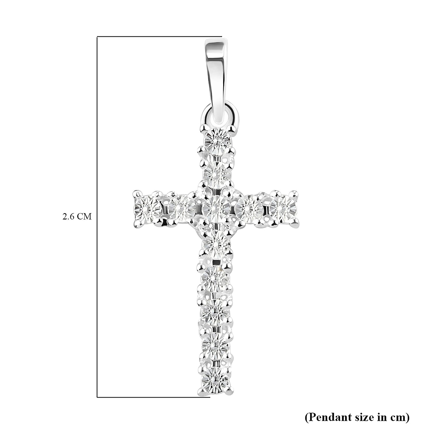 Diamond Cross Pendant in Sterling Silver
