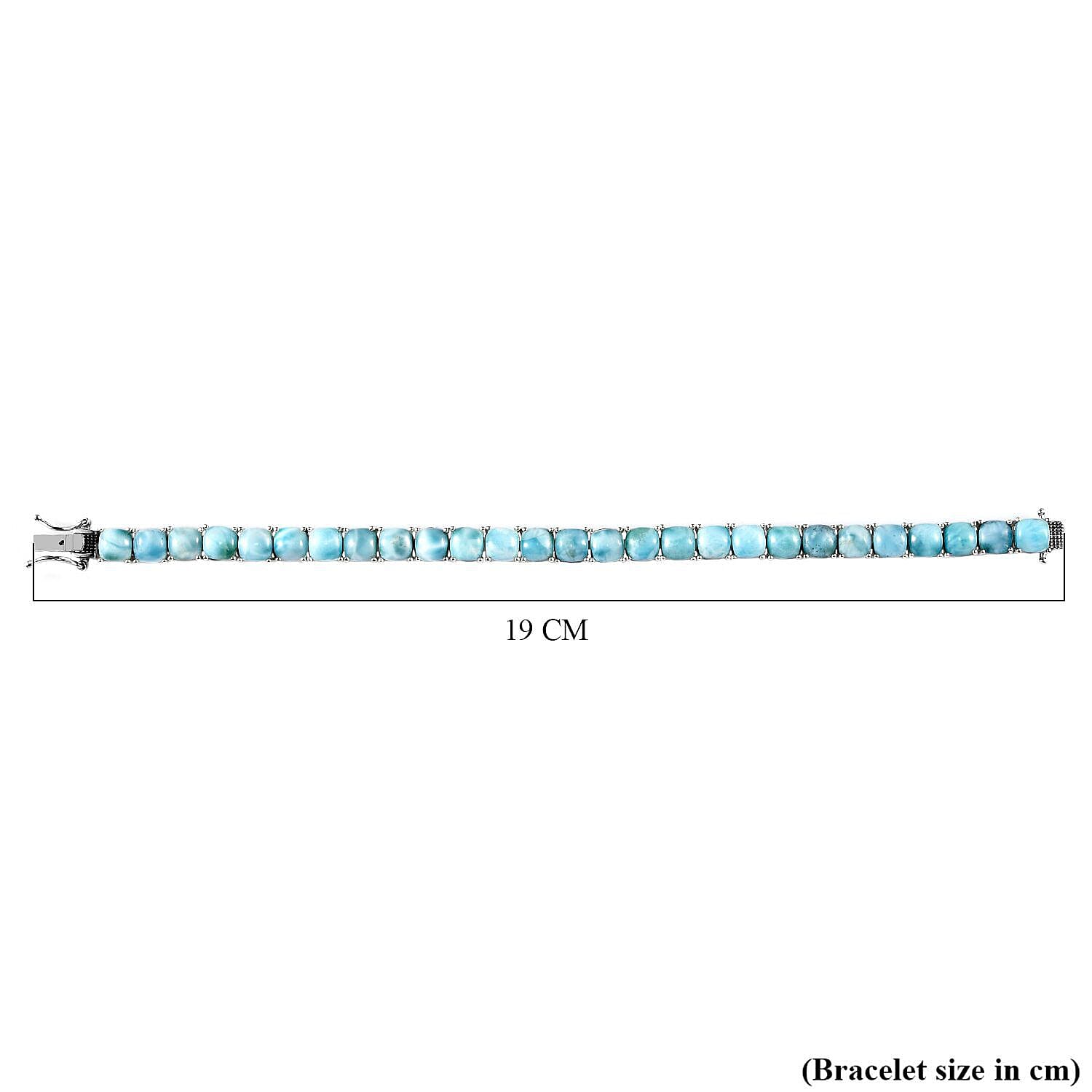 Larimar Tennis Bracelet (Size - 7) in Platinum Overlay Sterling Silver 30.00 Ct, Silver Wt. 11.64 Gms.