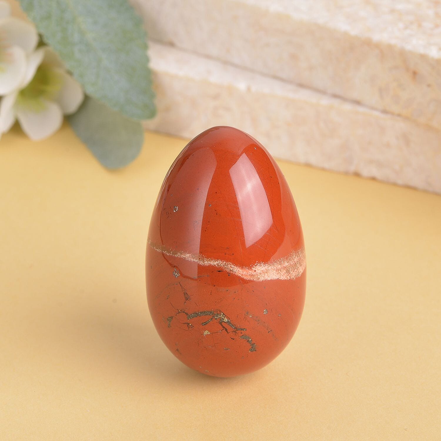 Gem Treasures - Egg shape Red Jasper Figurine (Size 4x2.5 Cm) 175 Ct.