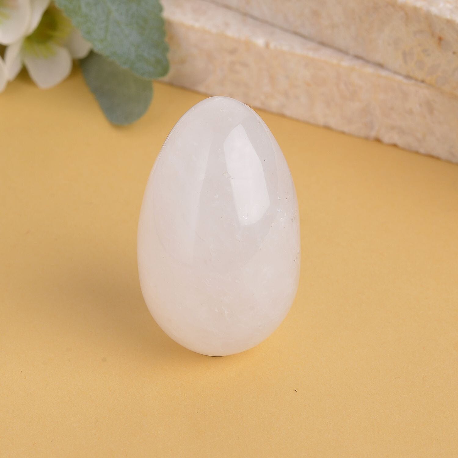 Egg Shape White Quartz Free Figurine (Size 4x3 Cm) 175 Ct.