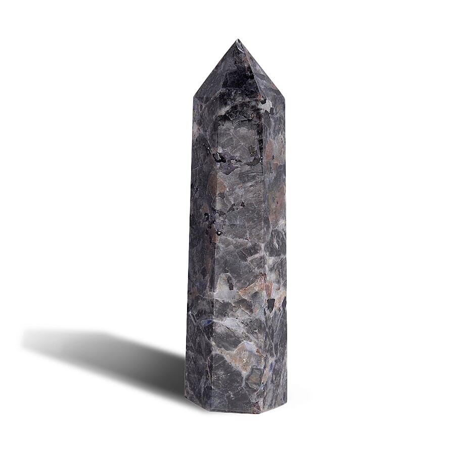 Gem Treasures - Pointed Yooperlite Tower (Size 9x2x2 Cm) - Grey
