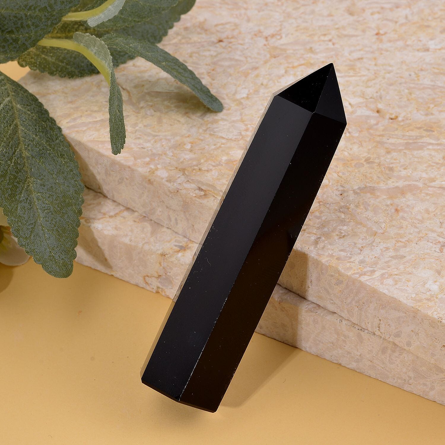 Gem Treasures - Pointed Black Obsidian Wand (Size 9x8 Cm) 280-450 Ct