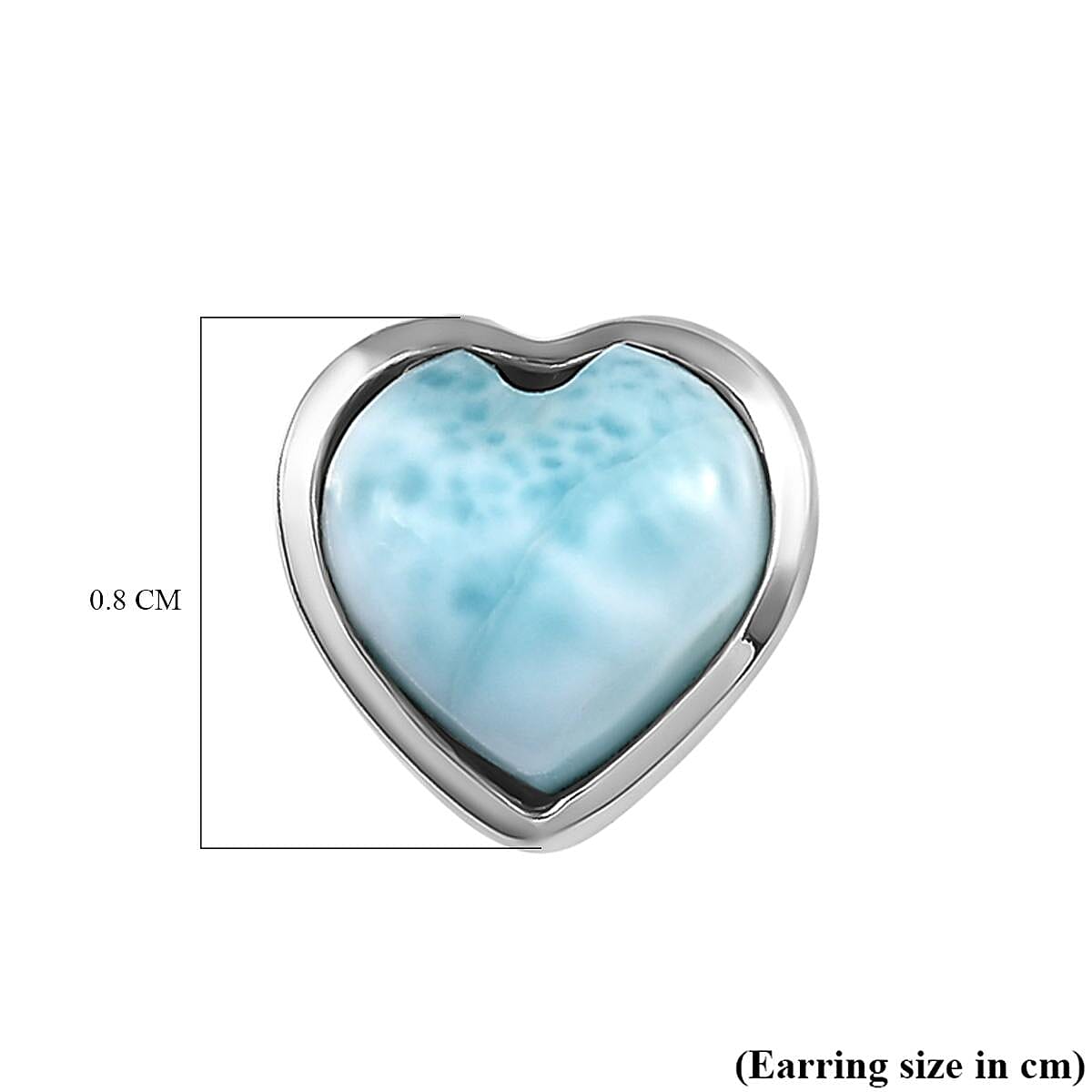 Larimar Heart Stud Earrings (With Push Back) in Platinum Overlay Sterling Silver 2.03 Ct.