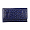 Genuine Leather Ostrich Embossed Pattern Womens Rfid Protected Wallet - Black