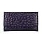 Genuine Leather Ostrich Embossed Pattern Womens Rfid Protected Wallet - Black