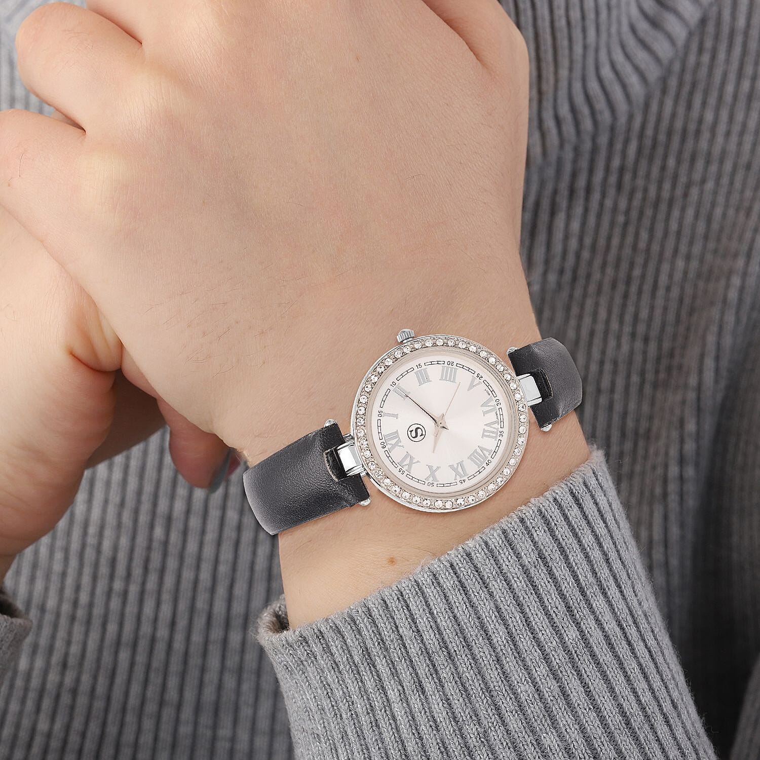 White Crystal Ladies Watch Pure : Natural : Leather : Standard