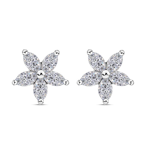 RHAPSODY Platinum IGI Certified Diamond (VS/EF) Floral Stud Earrings ...