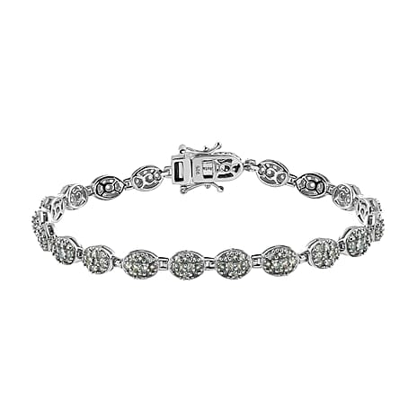 Alexandrite Bracelet (Size - 7.5) in Platinum Overlay Sterling Silver 3.59 Ct, Silver Wt. 10.98 Gms.