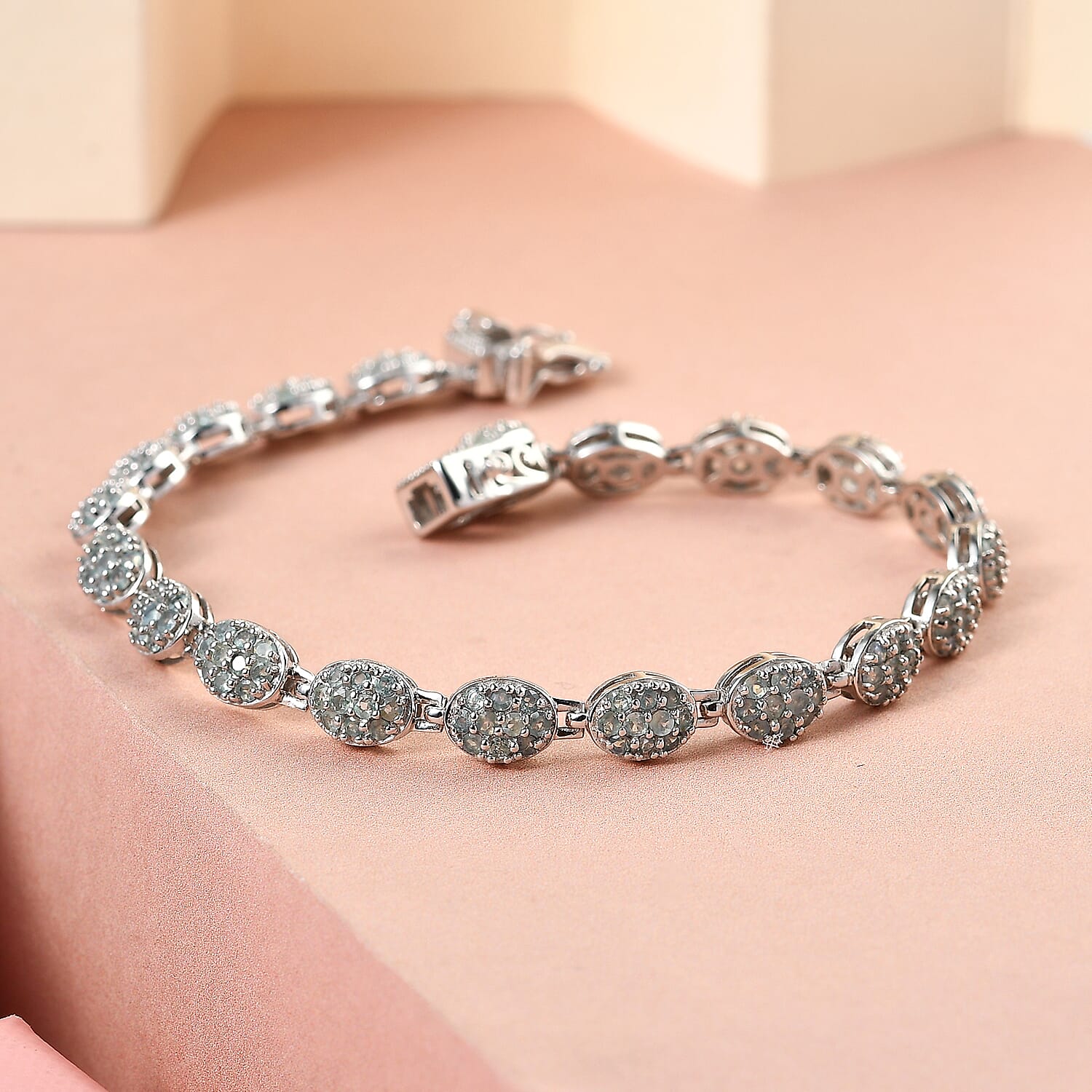 Alexandrite Bracelet (Size - 7.5) in Platinum Overlay Sterling Silver 3.59 Ct, Silver Wt. 10.98 Gms.