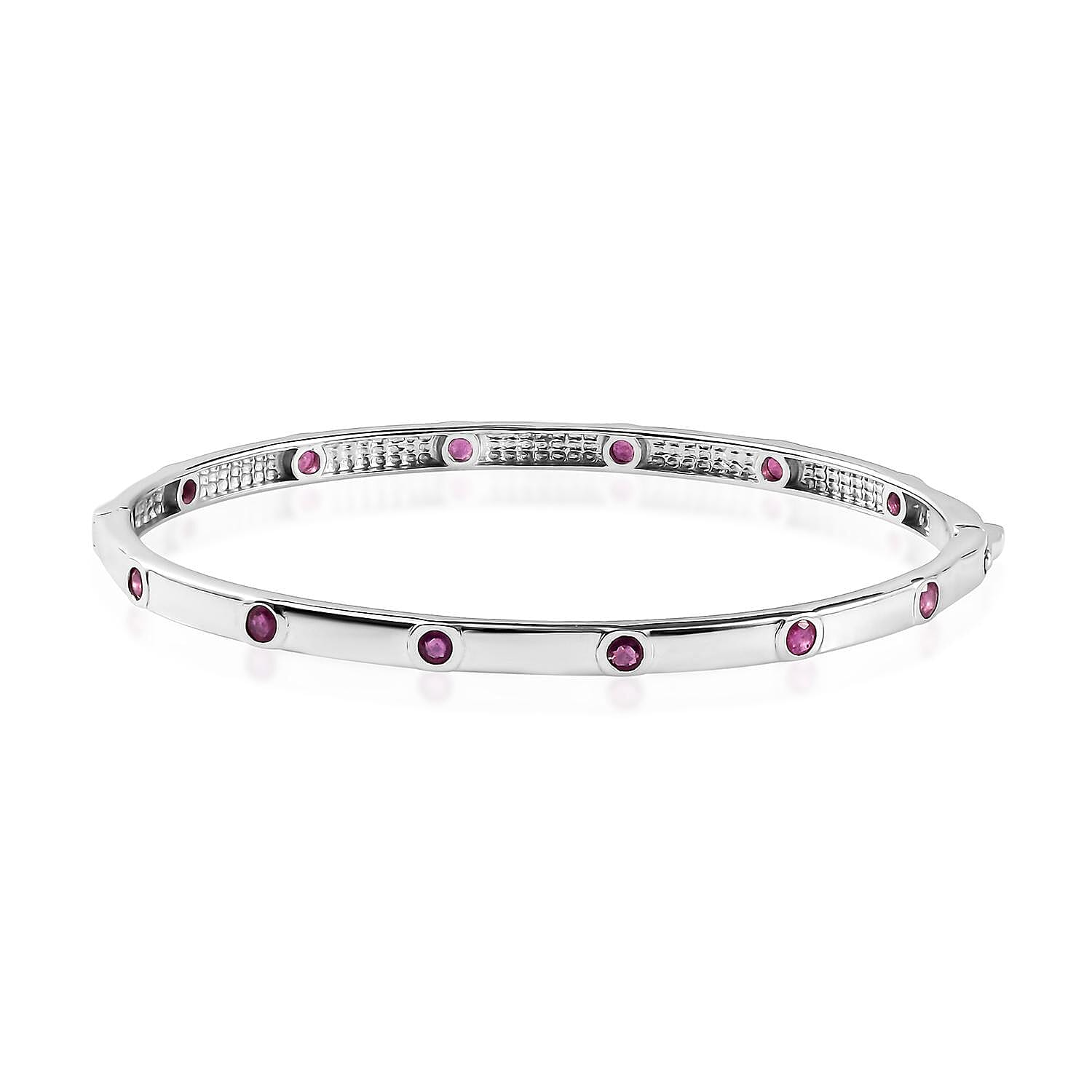 African Ruby Bangle (Size 7.5) in Platinum Overlay Sterling Silver 12.07 Gms