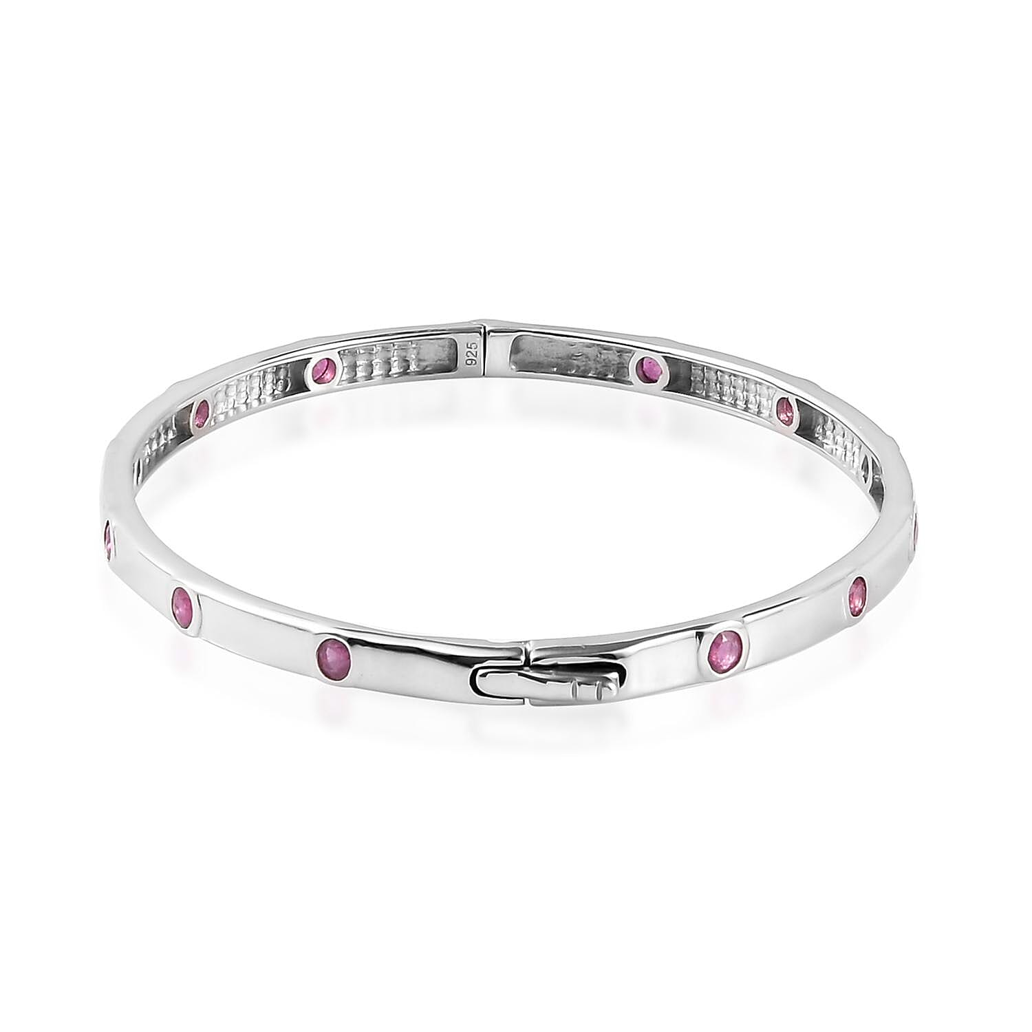 African Ruby Bangle (Size 7.5) in Platinum Overlay Sterling Silver 12.07 Gms