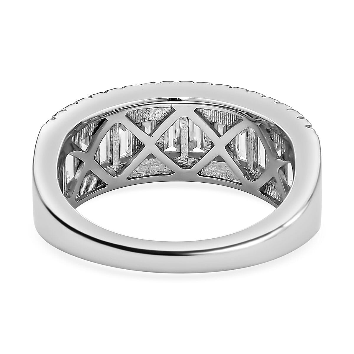 Moissanite Half Eternity Ring in Rhodium Overlay Sterling Silver 1.96 Ct.