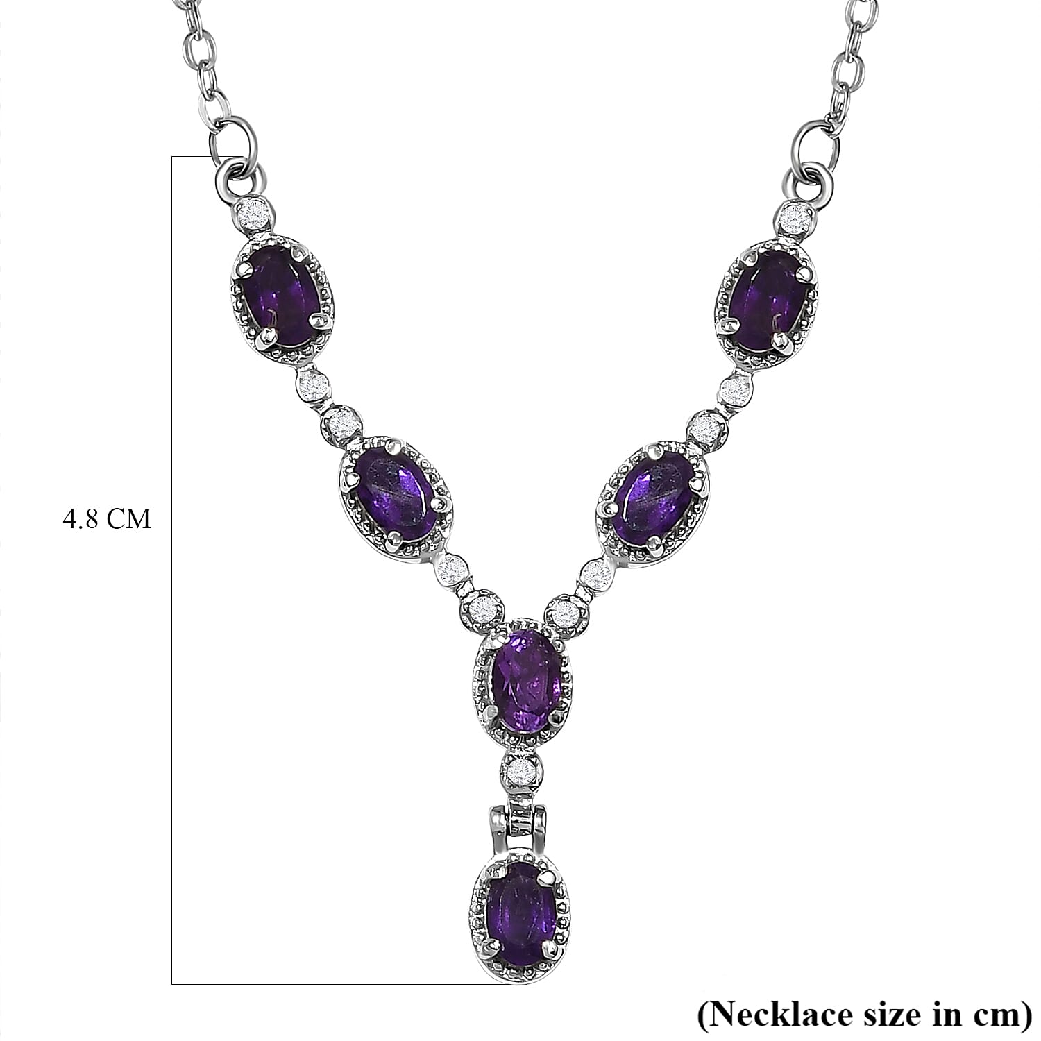 Amethyst and Natural Cambodian Zircon Stainless Steel Necklace (Size - 20) with Magnetic Lock