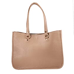 Genuine Leather Panther Skin Embossed Shoulder Bag - Peach