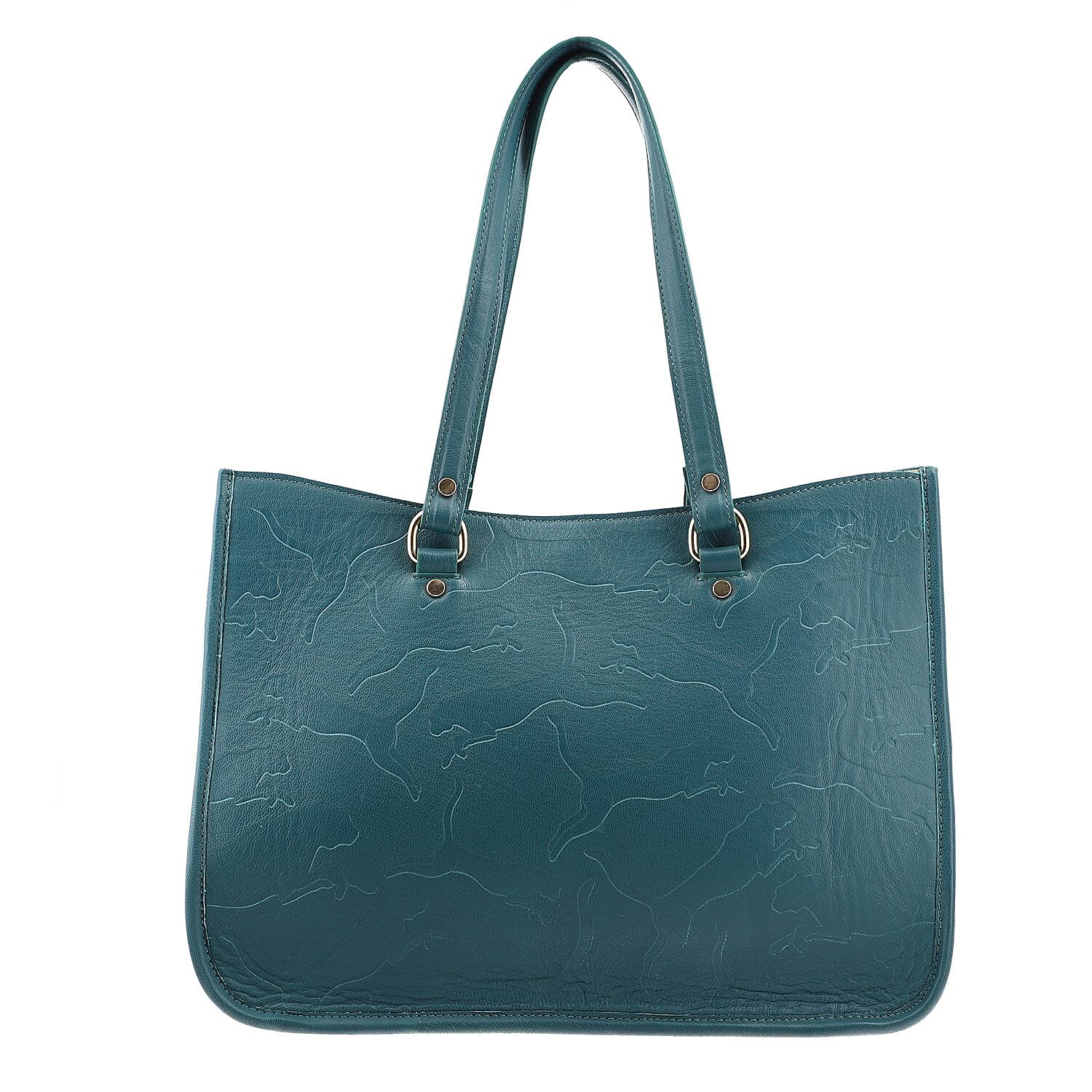 100% Genuine Fine Grain Leather Bag - Teal Green