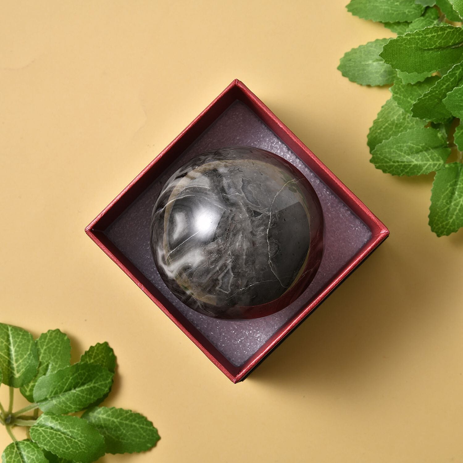 Gem Treasures - Round Black-Grey Marble (Size 5x6 Cm) 1200-1460 Ct.