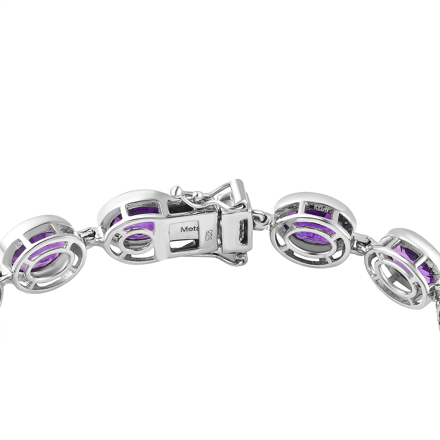 Amethyst (Concave Cut) Bracelet (Size - 7.5) in Platinum Overlay Sterling Silver 27.64 Ct, Silver Wt. 15.40 Gms