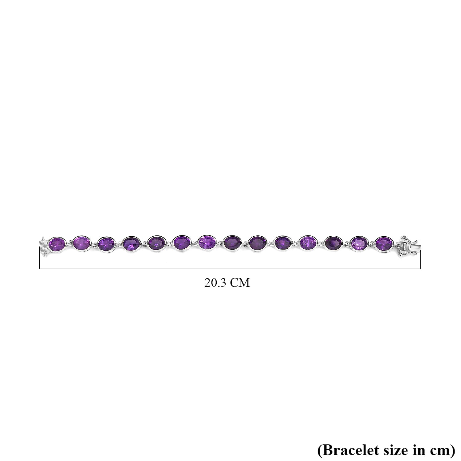 Amethyst (Concave Cut) Bracelet (Size - 7.5) in Platinum Overlay Sterling Silver 27.64 Ct, Silver Wt. 15.40 Gms